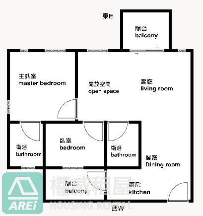 中都上美術採光白淨2+1房平車