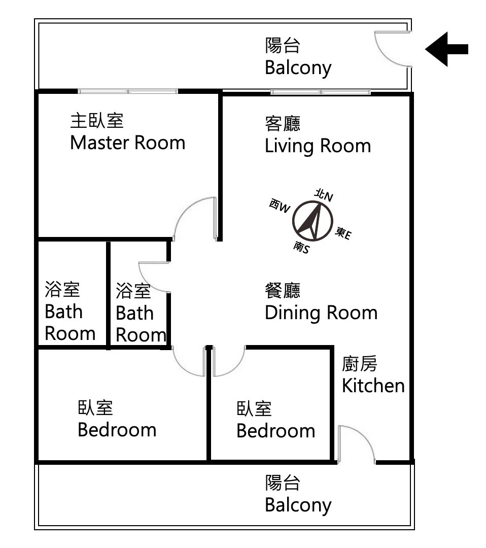 文化中心福建街靜巷公寓三房大客廳雙陽台