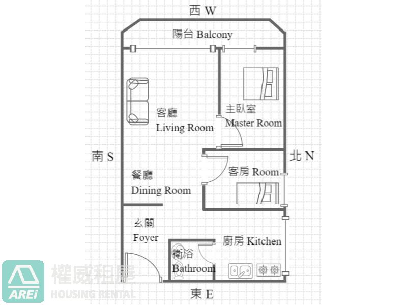 高雄車站北歐現代風2房公寓