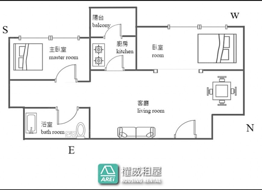 芳崗高鐵棧｜高樓景觀北歐風兩房｜可租補