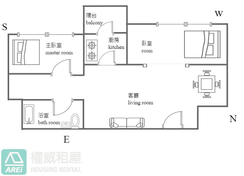 高鐵MRT高鐵棧精美2房可租補