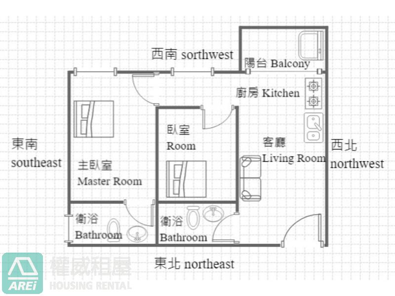 近高鐵榮總琢悅全新現代風兩房雙衛