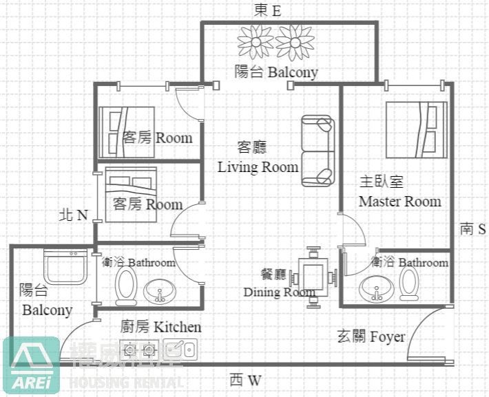 美術白天鵝｜高雄厝｜精緻裝潢3房大平車