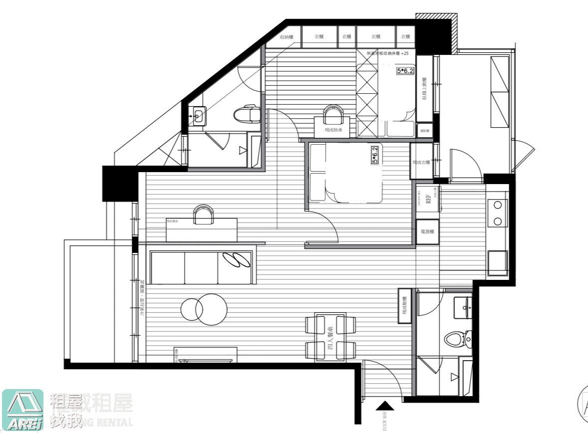 台積宅灰系北歐風2+1房平車首次出租