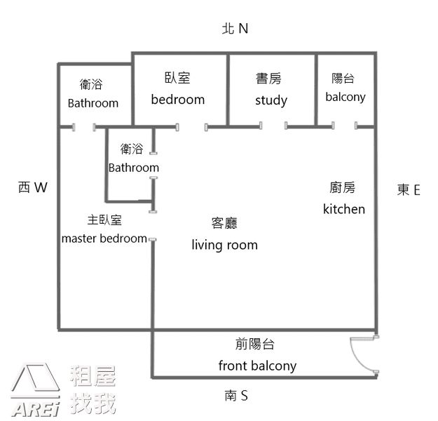 太普風格優質舒適前陽台2+1房平車