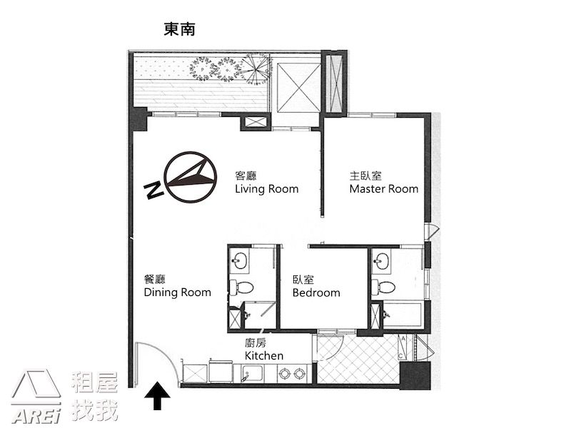 右昌商圈華尚ART 2房超大客廳景觀平車