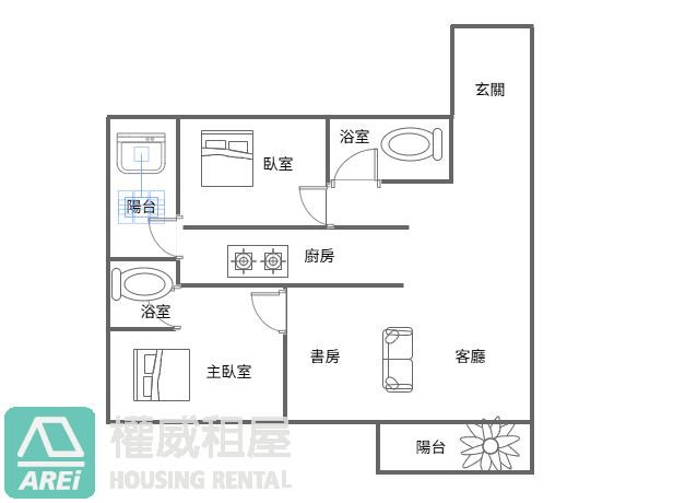 高鐵站遠雄明日讚無印2+1房平車可租補