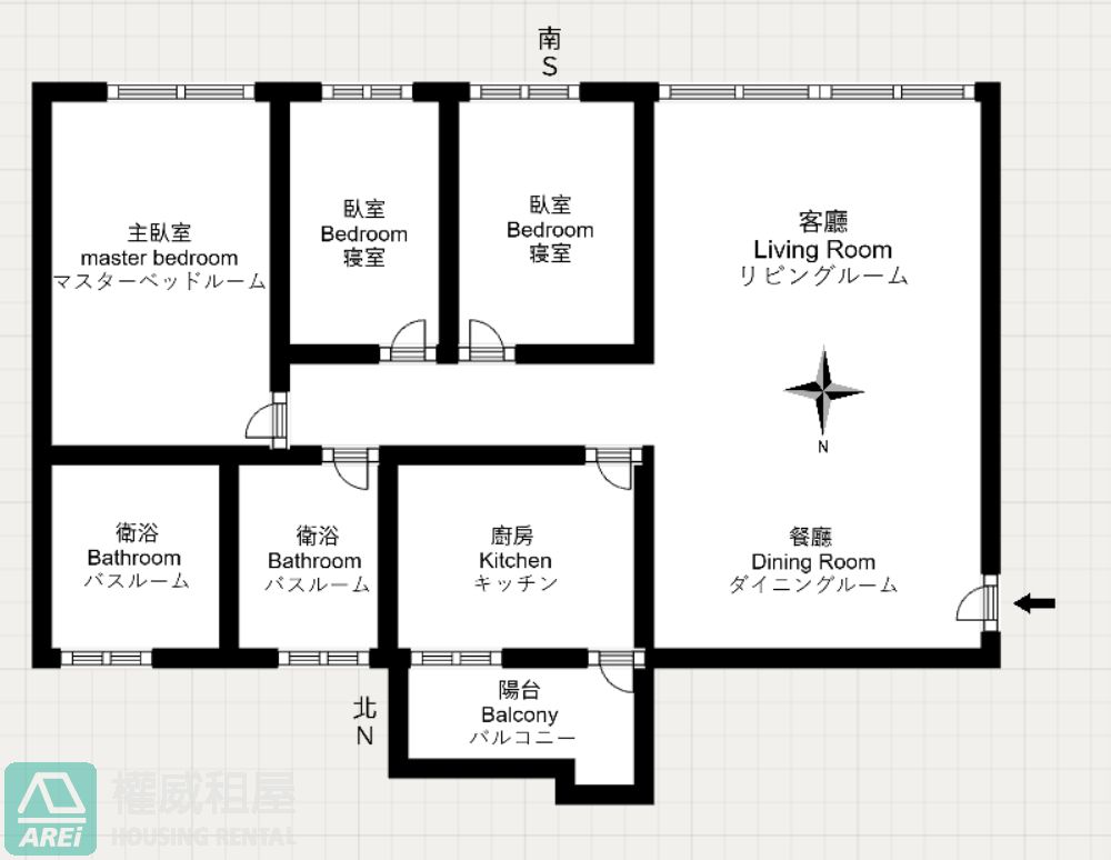 德安公教三房平車∣輕軌C33衛生局∣雙面採光雙衛開窗∣木質日式風格