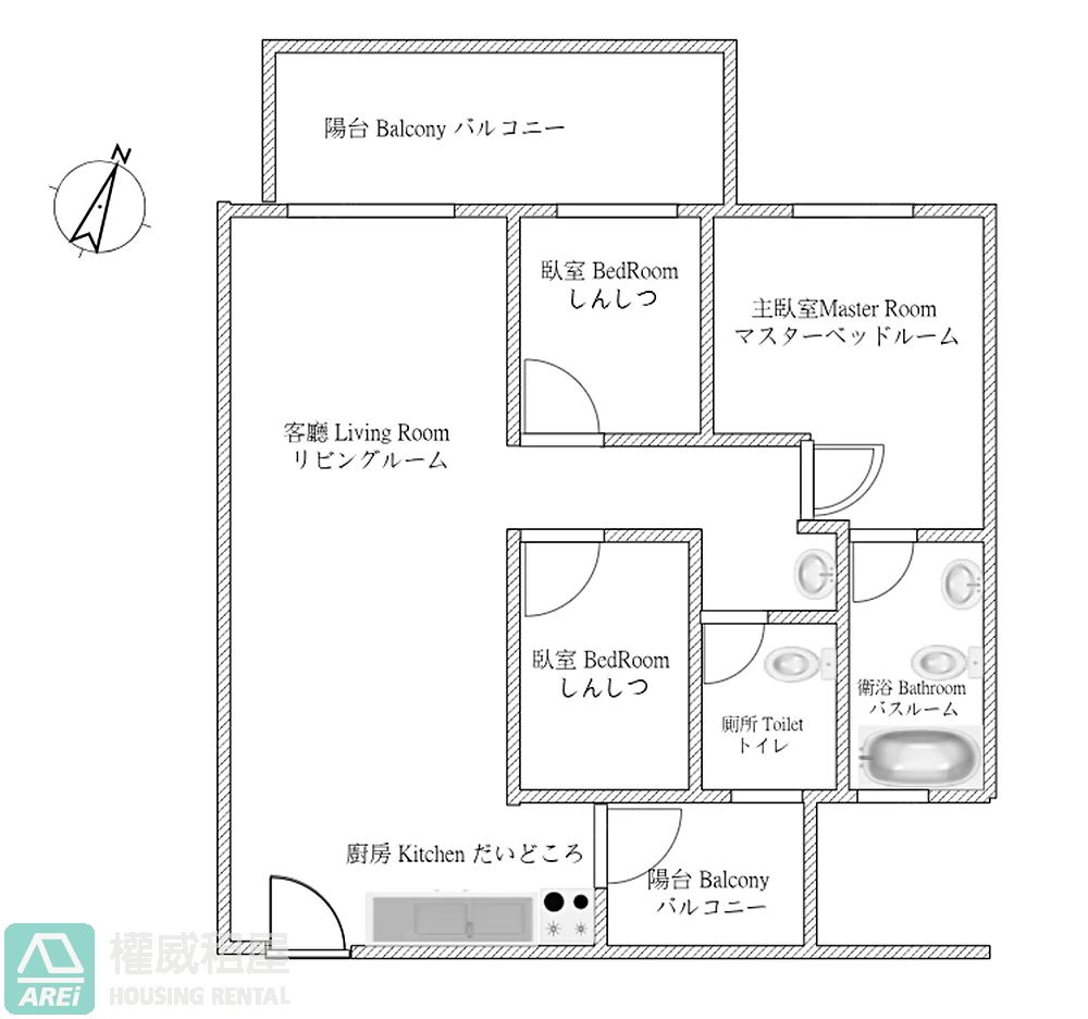 高大崑庭馥御全新採光簡約三房平車租補