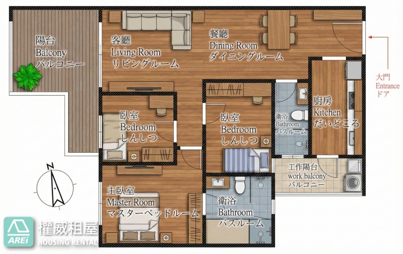於楠梓一隅藍田玉，擁正三房餘裕，享一樓平車從容