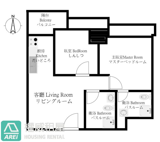 隆大鳳凰萃｜2房2衛全新空屋出租｜可租補、可寵物