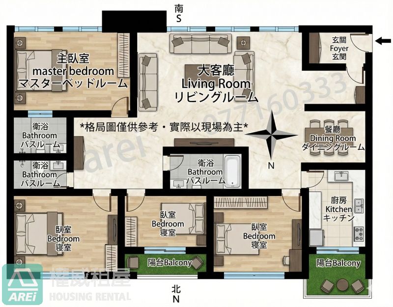 漢神本館新田大宅∣室內50坪大空間∣四房三衛二廳∣B1平面大車位