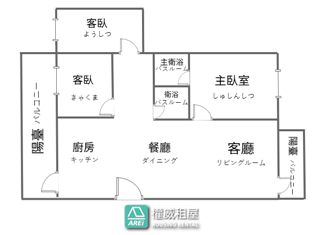 新中環大樓|亞灣特區|明亮通風三房大空間|可租補