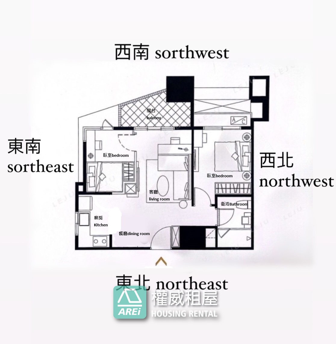 高鐵MRT高鐵棧夢幻裝潢正2房可租補