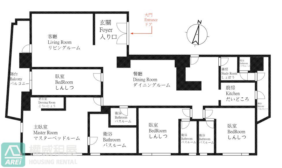 🏡中央花園｜高樓層景觀豪宅・5房5衛3平車✨