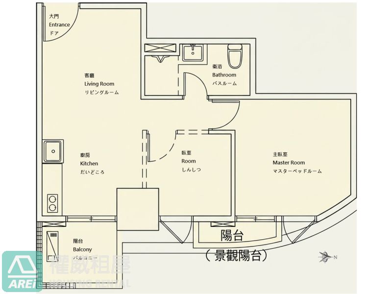 民生一號院｜高樓層景觀2房｜捷運步行5分鐘｜新崛江・大立商圈