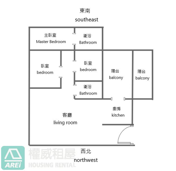 TOP ONE 明亮質感空屋正三房平車