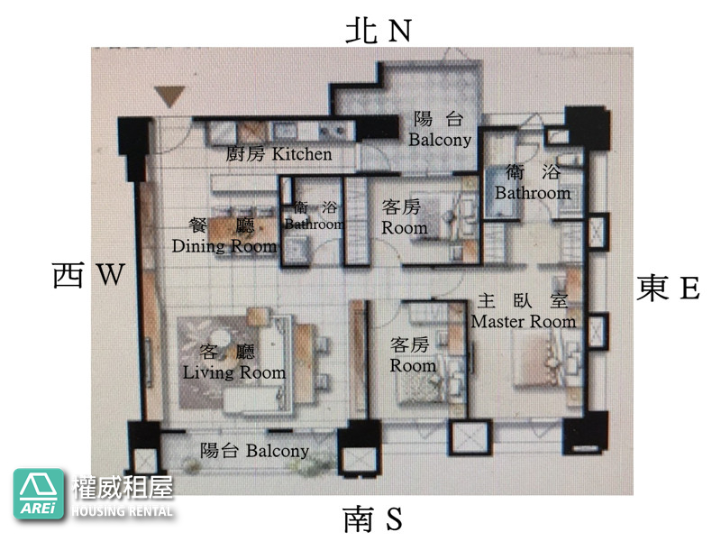 河堤商圈|百達富御|稀有釋出|高檔美式鄉村景觀三房平車