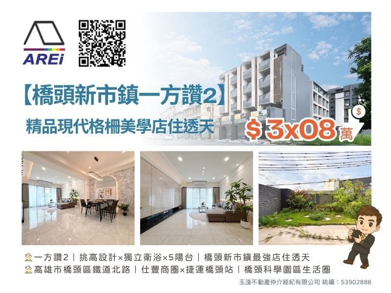 💎A【橋頭新市鎮首選】精品現代格柵美學店住透天