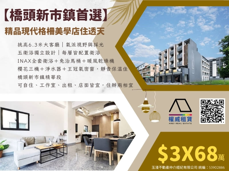 💎B【橋頭新市鎮首選】精品現代格柵美學店住透天