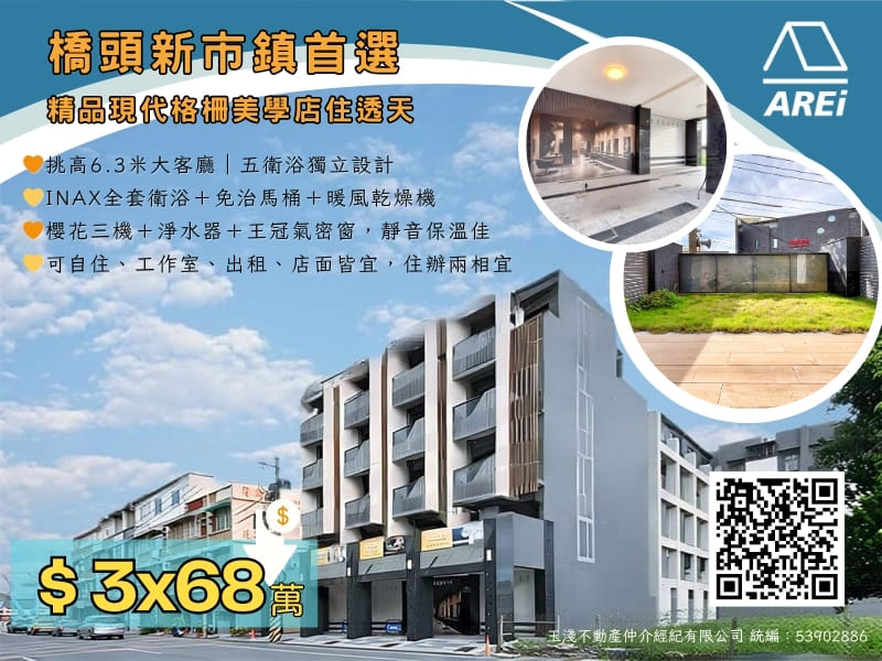 💎C【橋頭新市鎮首選】精品現代格柵美學店住透天