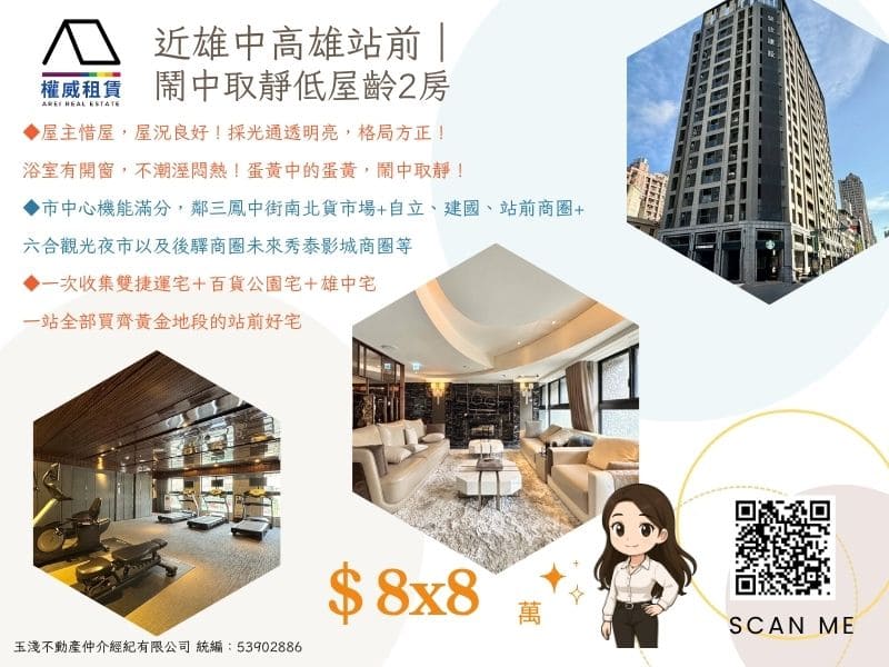 近雄中高雄站前｜鬧中取靜低屋齡2房