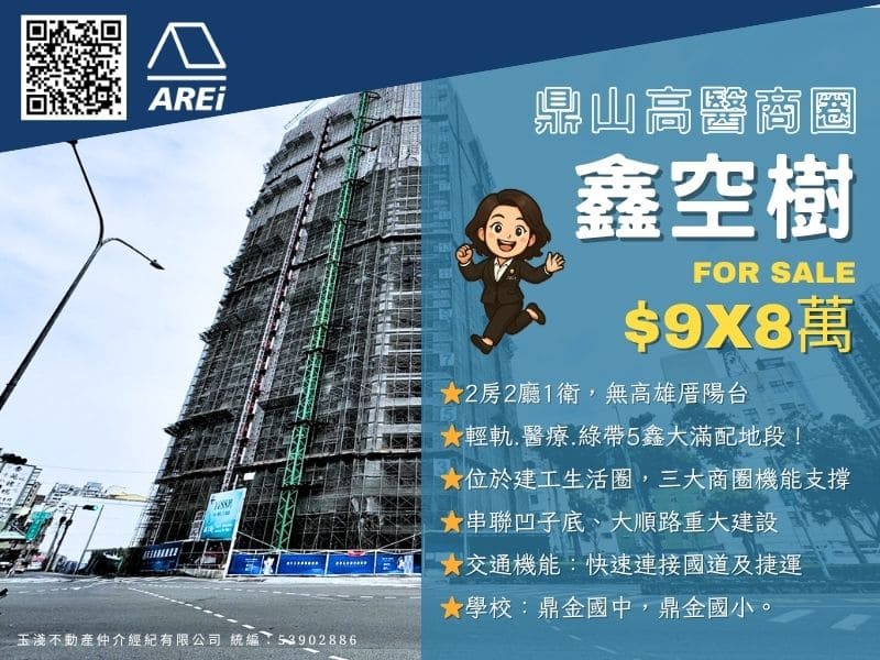 鼎山高醫商圈｜鑫空樹高樓層2房2衛